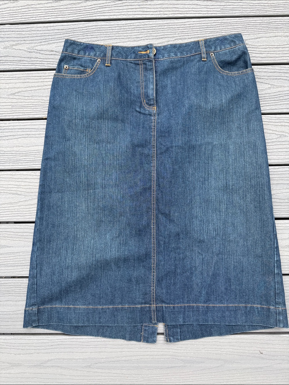 Essentials Blue Denim Midi Skirt
